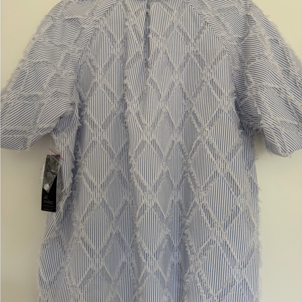 Ali Miles Light Blue Patterned Button Down Shirt … - image 8